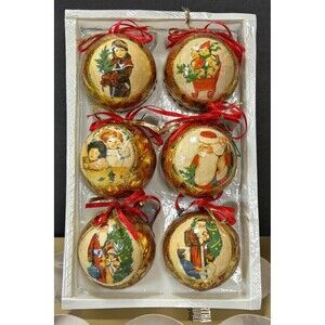 Vintage 6 Christmas Ornaments Mouth Blown Glass Martha Stewart Hand Decorated